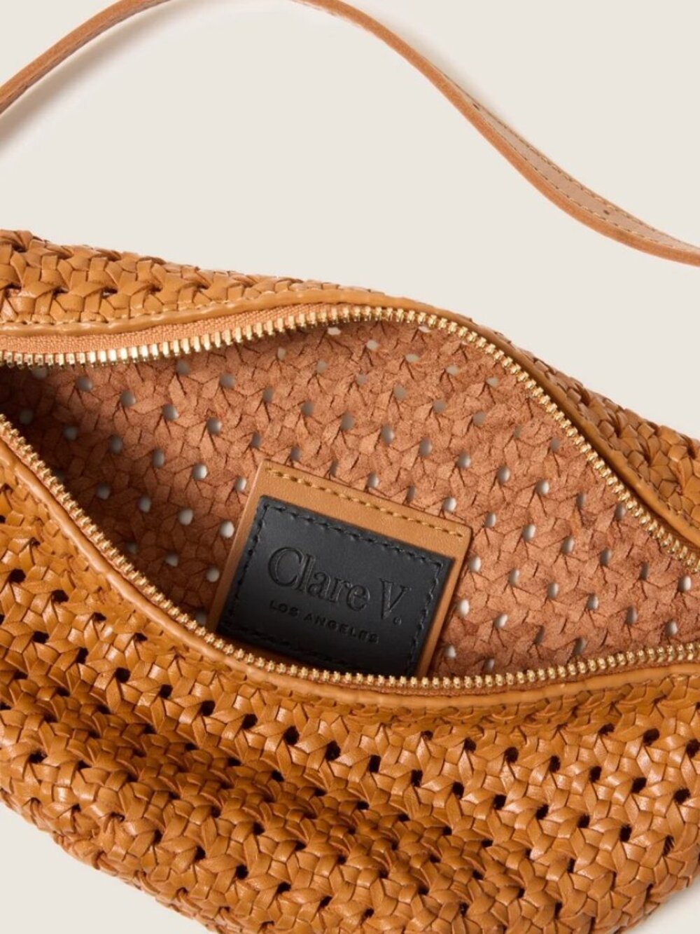 Clare V. Petite Fanny Rattan Woven Leather Belt Bag - Picture 3 of 14